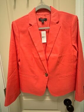 Ann Taylor Bright Coral Single-Button Blazer NWT Size 8